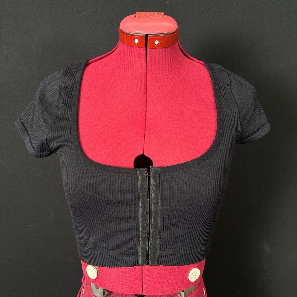 Black Ribbed Corset Women's Top